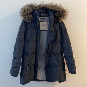 Gray Long Hollister Puffer Jacket